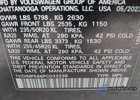 2023 Volkswagen Id.4 Pro/Pro S z USA, uszkodzony, nr VIN 1V2VMPE88PC033238